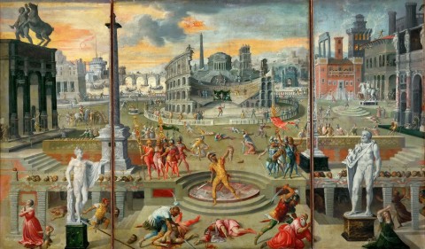 Резня по указу Триумвирата (The Massacre of the Triumvirate)_1566_116 х 195_х.,м._Париж, Лувр